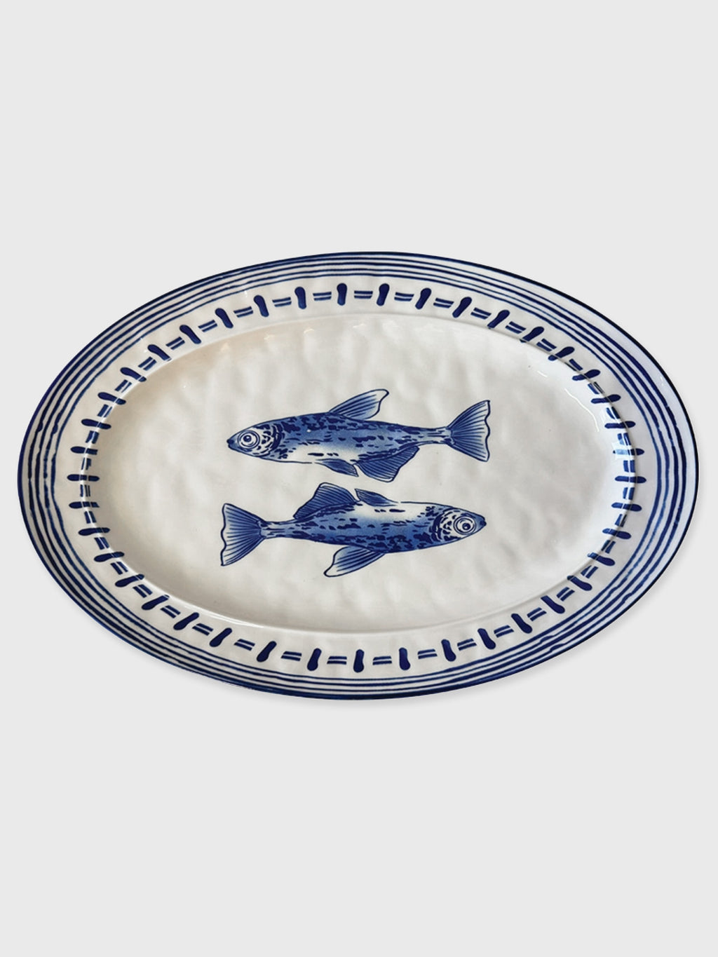 Ceramic Fish Large Platter - Cream and Blue