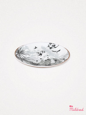 Trinket Dish with Gold Rim - Sunset and Birds