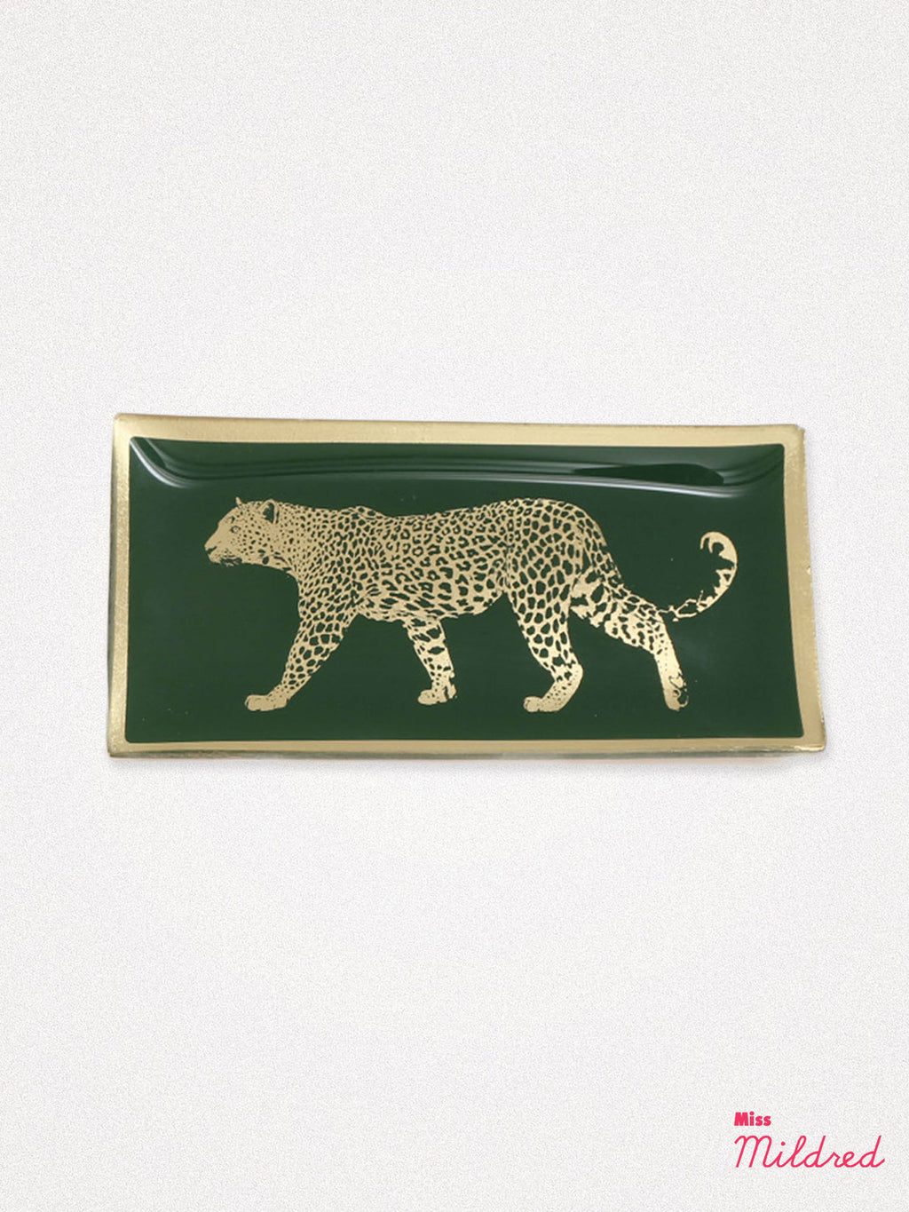 Glass Leopard Trinket Dish - Green