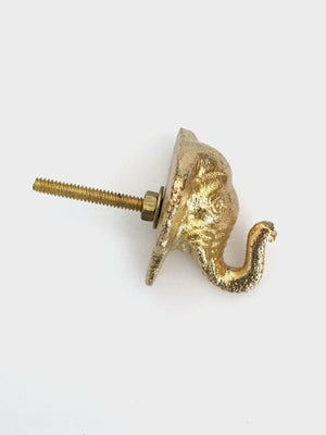 Elephant Design Metal Knob - Gold