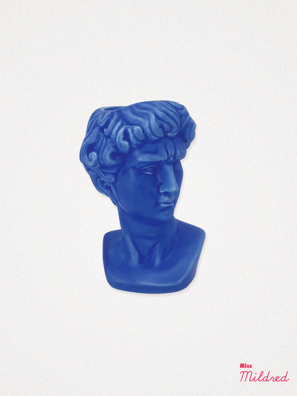 Small Greek David Head Bust Planter Pot - Blue