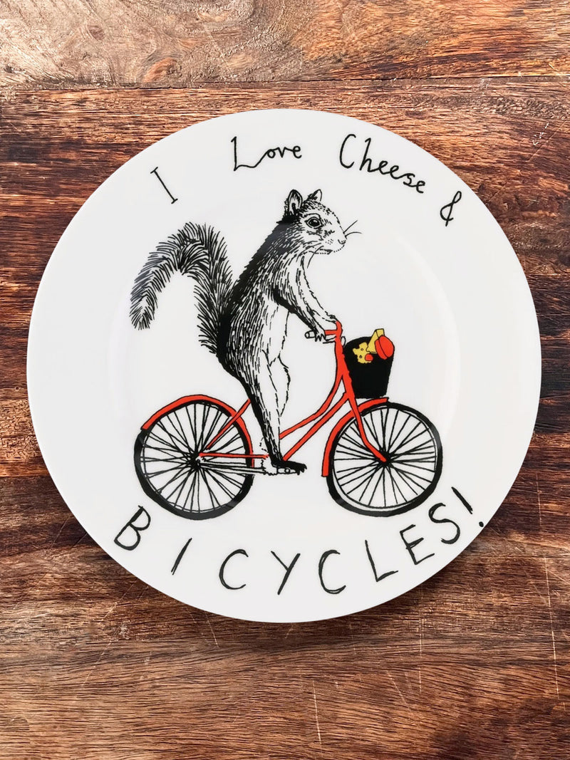 JimBobArt Side Plate - Cheese & Bicycles