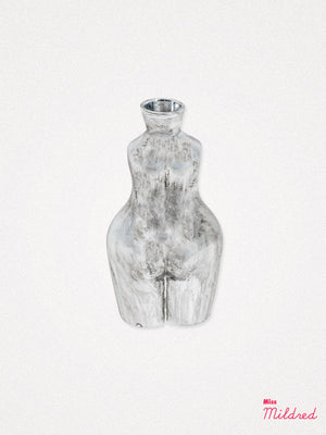 Female Torso Ceramic Vase Silver - Medium