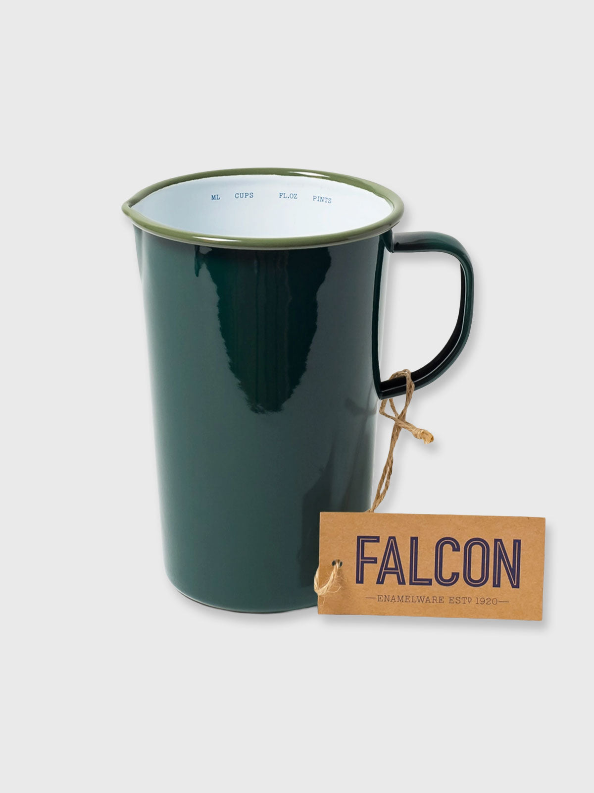 Falcon Enamel 2 Pint Pitcher Jug - Dark Green
