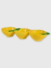 Lemon Shaped Ceramic Trio Snack Dish  - 28cm
