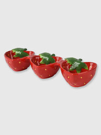 Strawberry Shaped Ceramic Trio Snack Dish  - 27.5cm