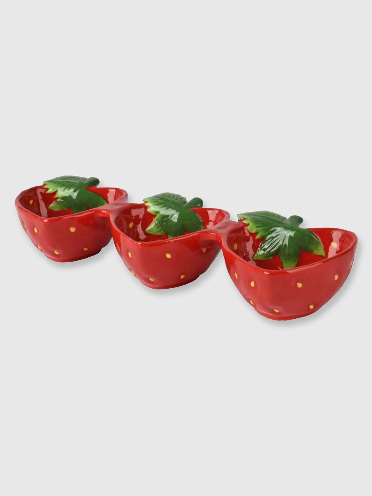 Strawberry Shaped Ceramic Trio Snack Dish  - 27.5cm