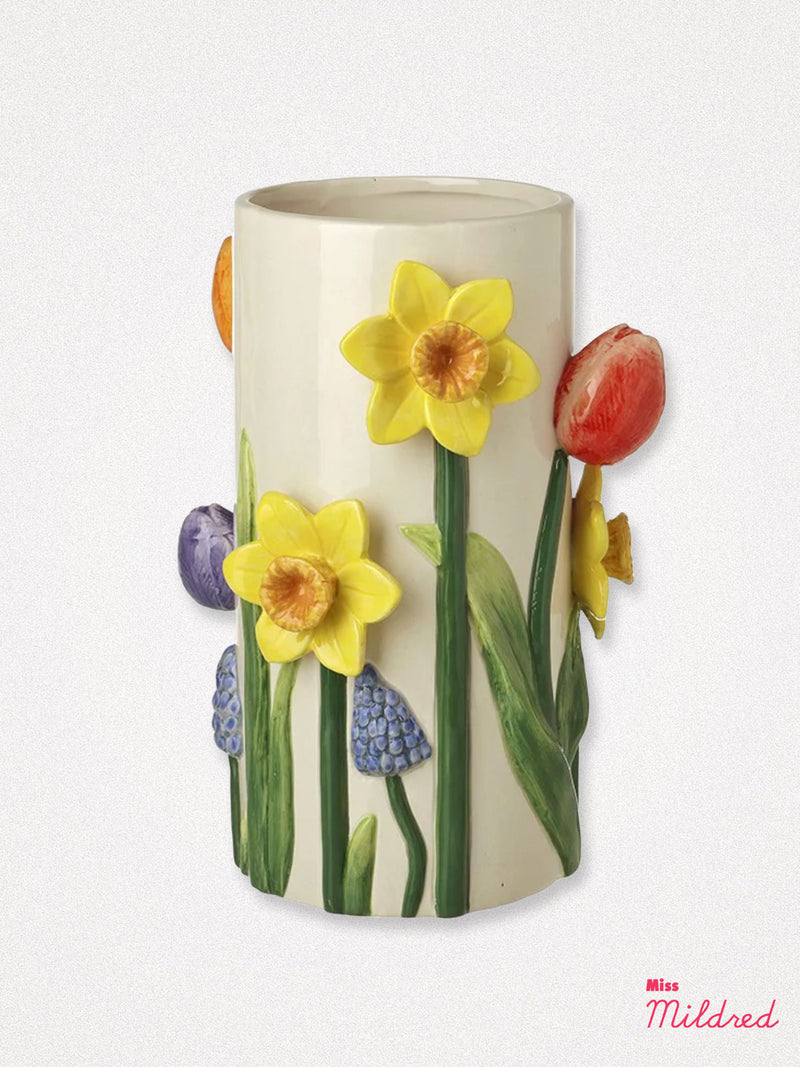 Ceramic Tulip & Daffodil 3D Shape Vase - 26cm