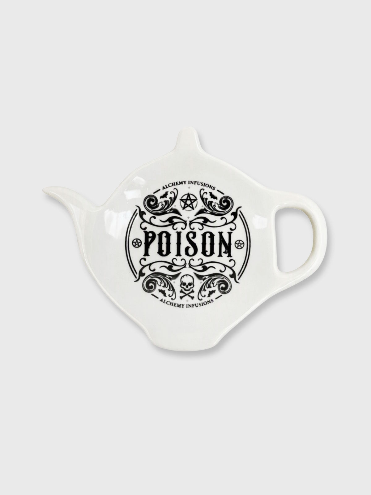 Alchemy 'Poison' Slogan Tea Bag Rest - Ceramic