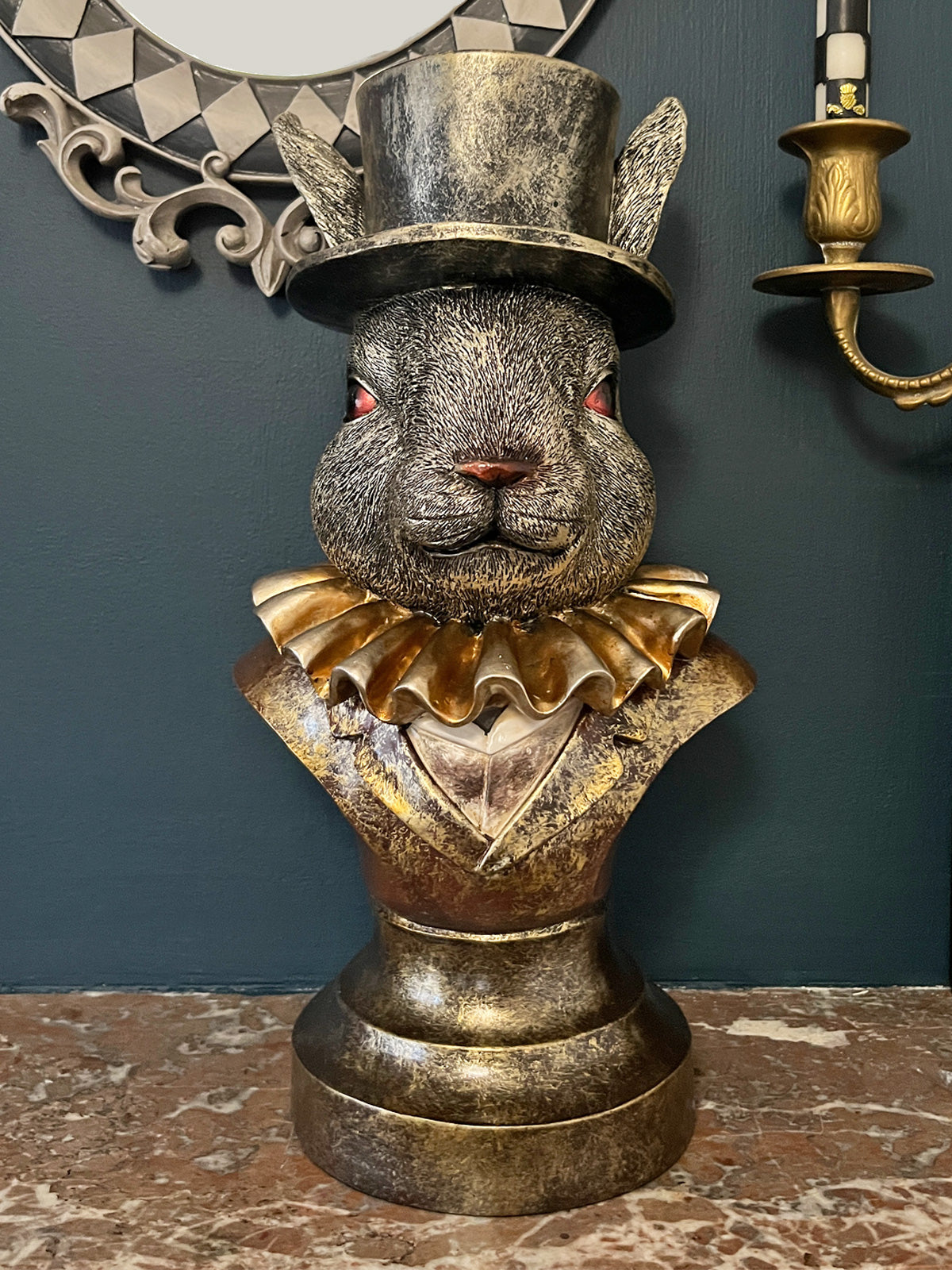 Top Hat Rabbit Bunny Bust - Bronze and Gold