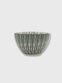 Ceramic Amari Bowl 12cm - Olive Green & White