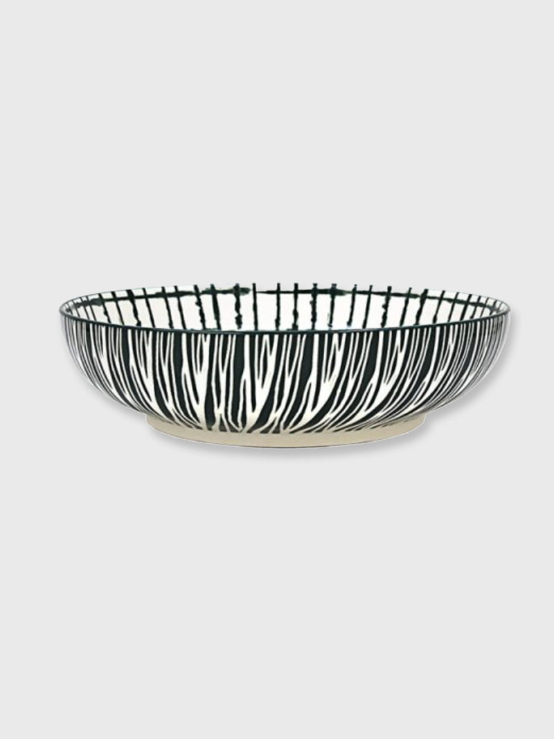 Ceramic Amari Bowl 22cm - Olive Green & White