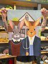 American Gothic Rabbits - Cotton Tea Towel