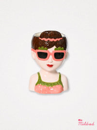 Beach Lady Bust Planter - Pink