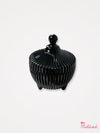 Ribbed Black Glass Trinket Jar Pot