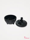 Ribbed Black Glass Trinket Jar Pot