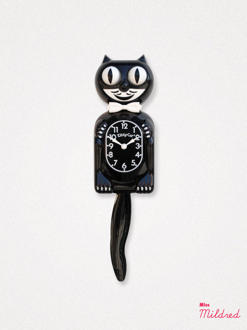 Kitty Cat Clock - Small Size - Black