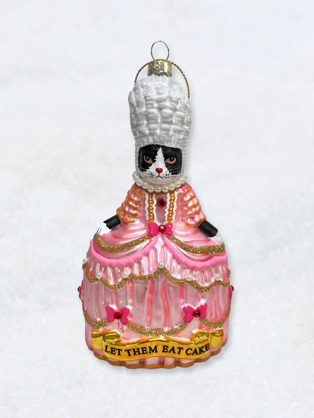Christmas Ornament - Marie Antoinette Let Them Eat Cake White & Black Cat