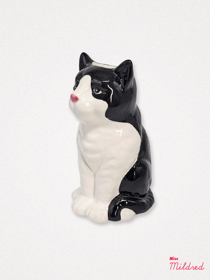 Black and White Cat Shaped Vase
