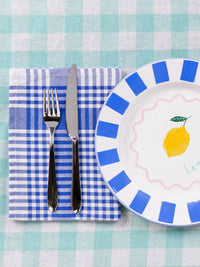Blue Gingham Fabric Napkins - Set of 4