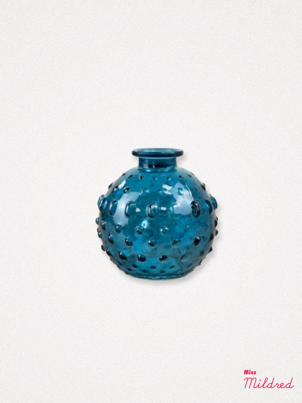 Blue Glass Bud Bobble Vase - 8cm