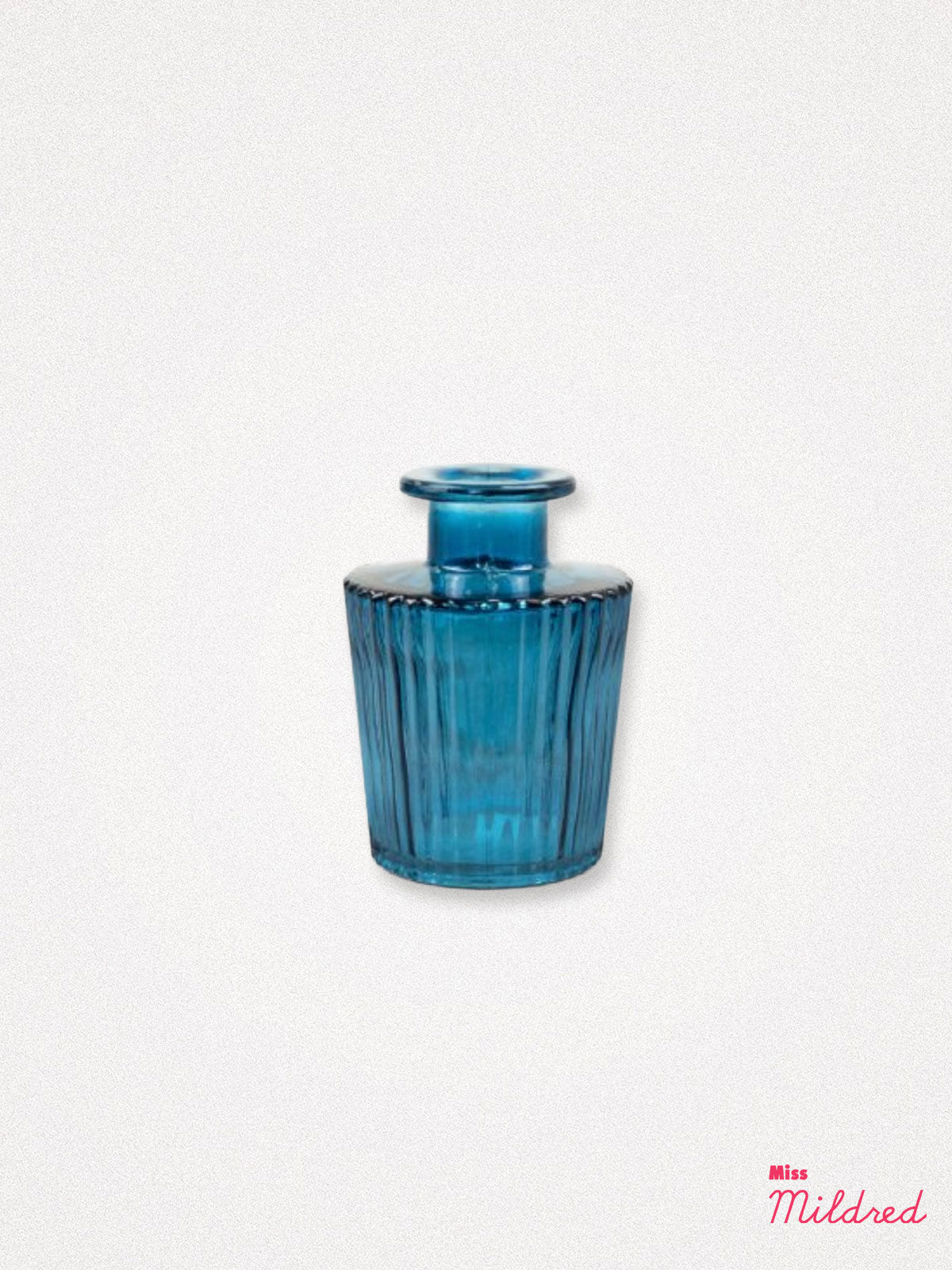 Blue Ribbed Glass Bud Vase - 8cm