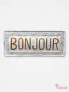 Bonjour - White Hanging Metal Sign - 38cm