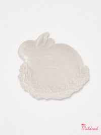 Ceramic Embossed Rabbit & Flower Dish