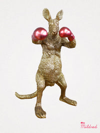 Boxing Kangaroo Large Statue - Gold