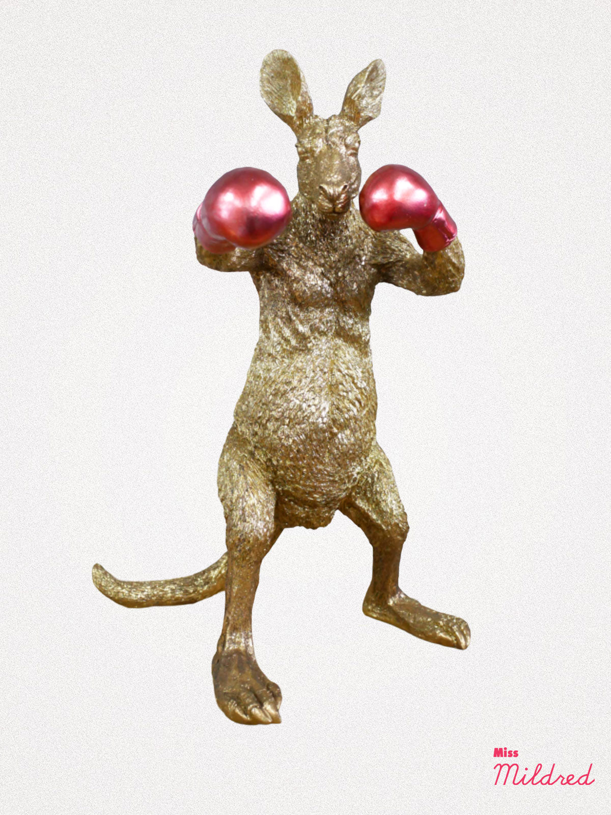 Boxing Kangaroo Large Statue - Gold