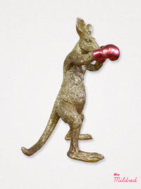 Boxing Kangaroo Large Statue - Gold