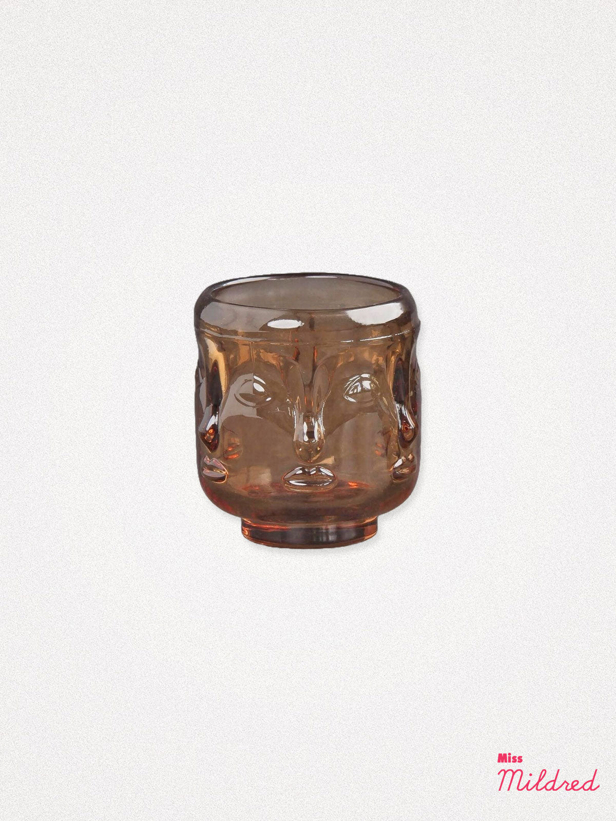 Multi Face Glass Candle Holder Orange - 7.3cm