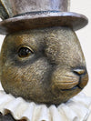 Top Hat Rabbit Bunny Bust - Bronze and White