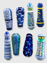 Ceramic Bathroom Light Pull - Blue Mexican