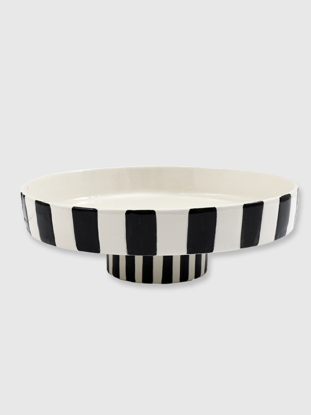 Black and White Stripe Ceramic Cake Stand