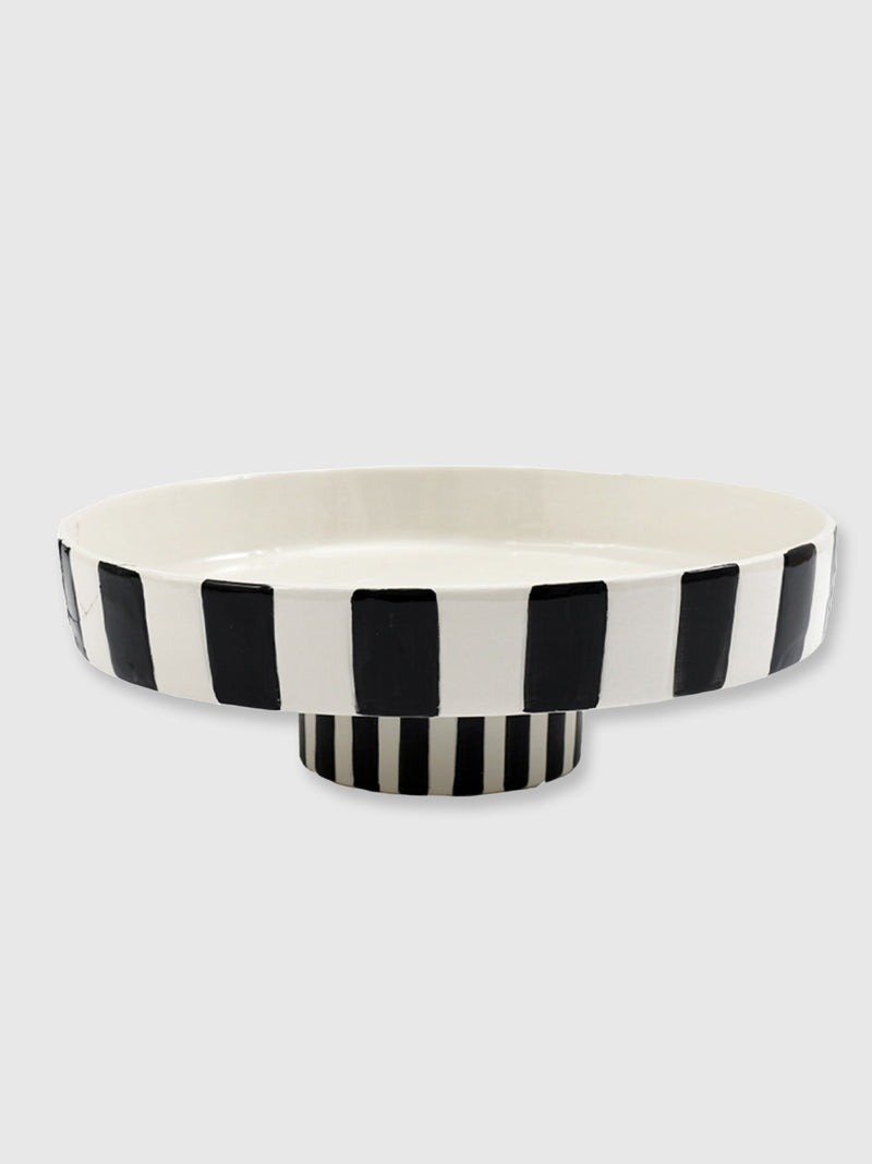 Black and White Stripe Ceramic Cake Stand