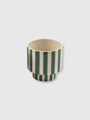 Cabana Stripe Ceramic Planter - Green