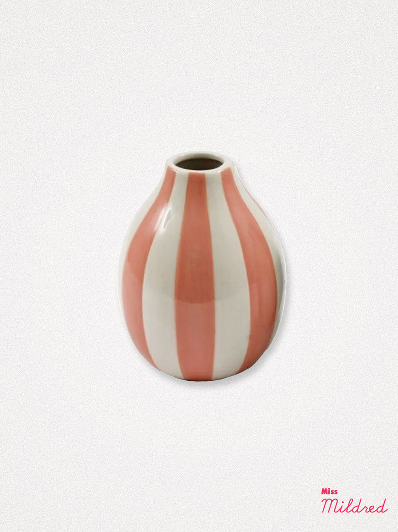Cabana Stripe Ceramic Vase - Pink