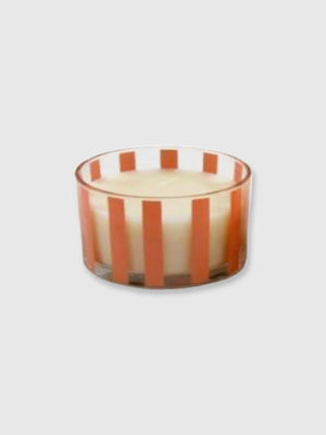 Cabana Stripe Glass Candle - Pink