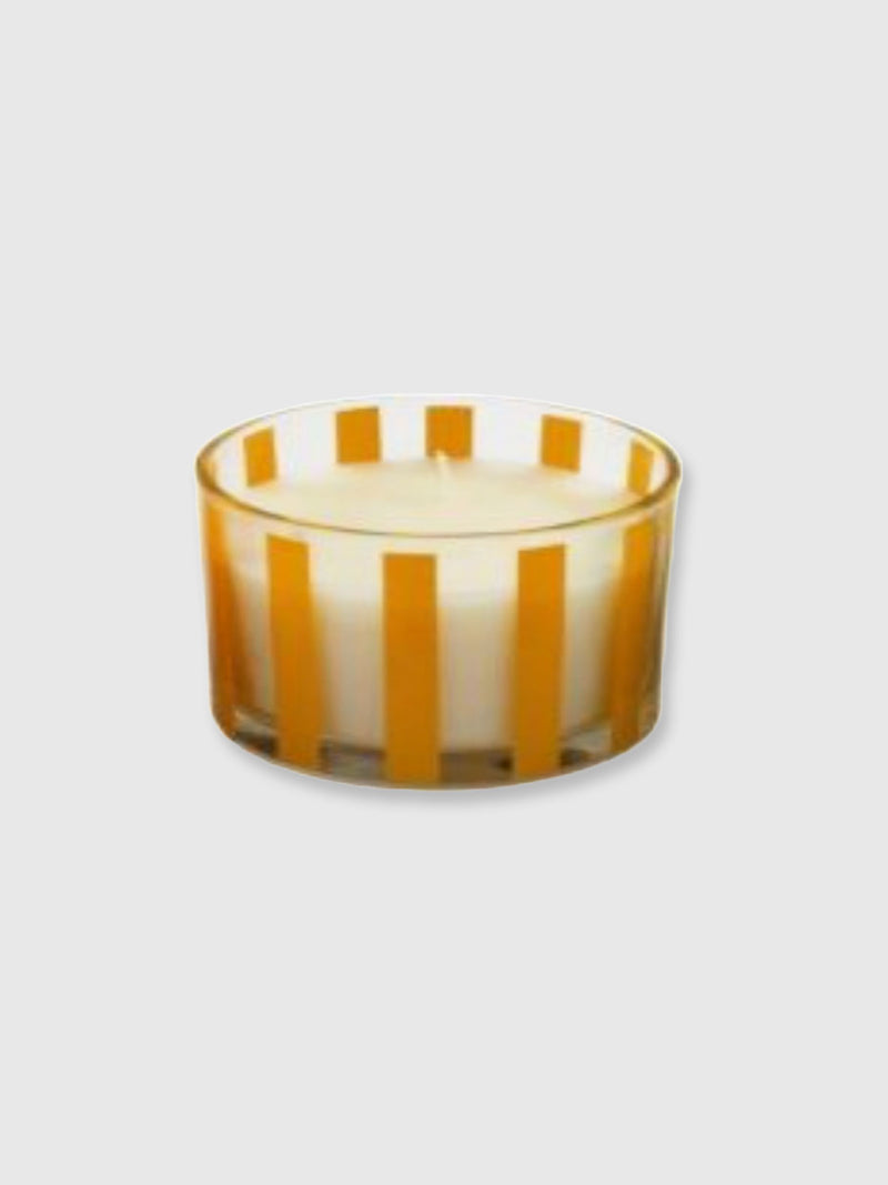 Cabana Stripe Glass Candle - Yellow