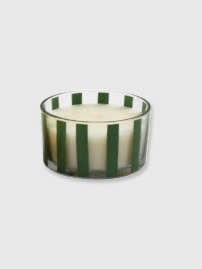 Cabana Stripe Glass Candle - Green