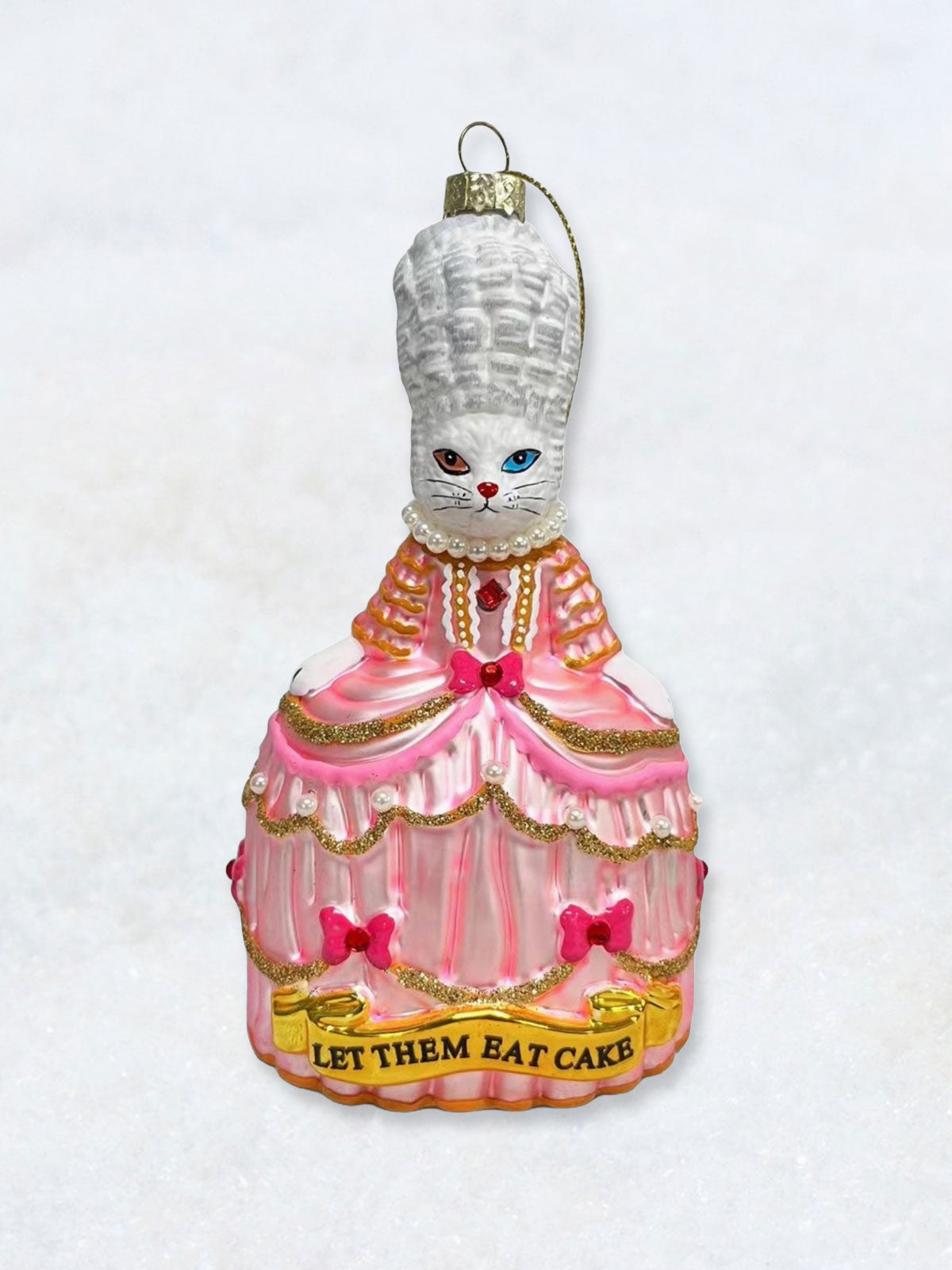 Christmas Ornament - Marie Antoinette Let Them Eat Cake White Cat