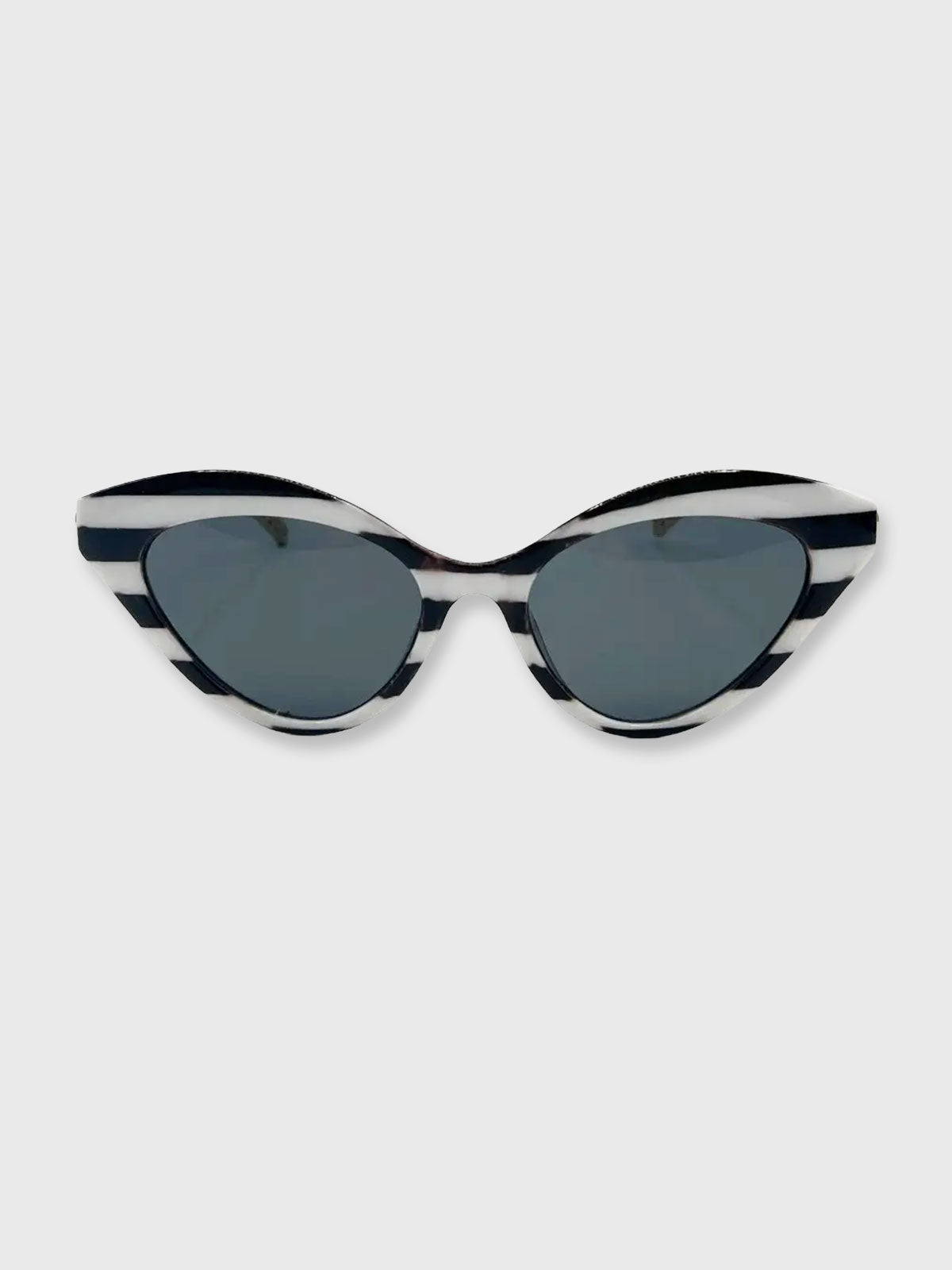 Sunglasses Cat Eye Thin Chain - Black and White Stripe