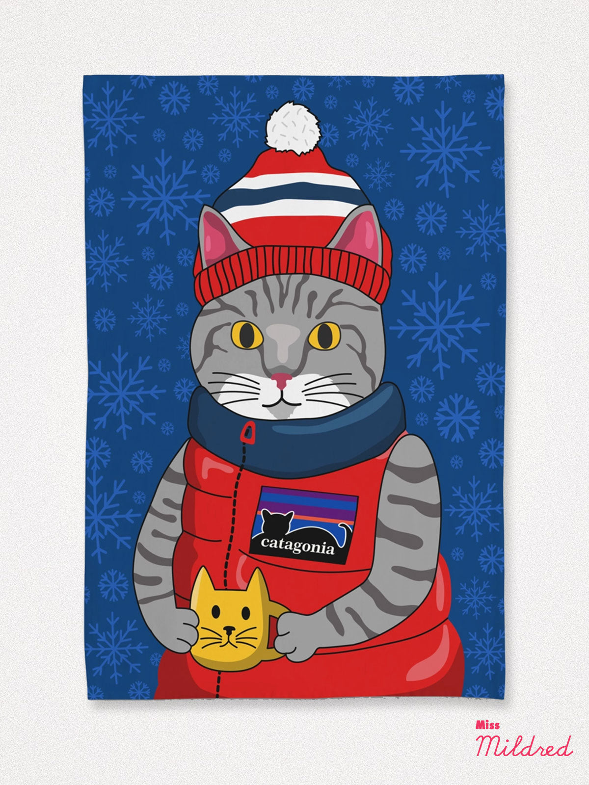 Catagonia - Kitty Cat Gray Tabby Cotton Tea Towel