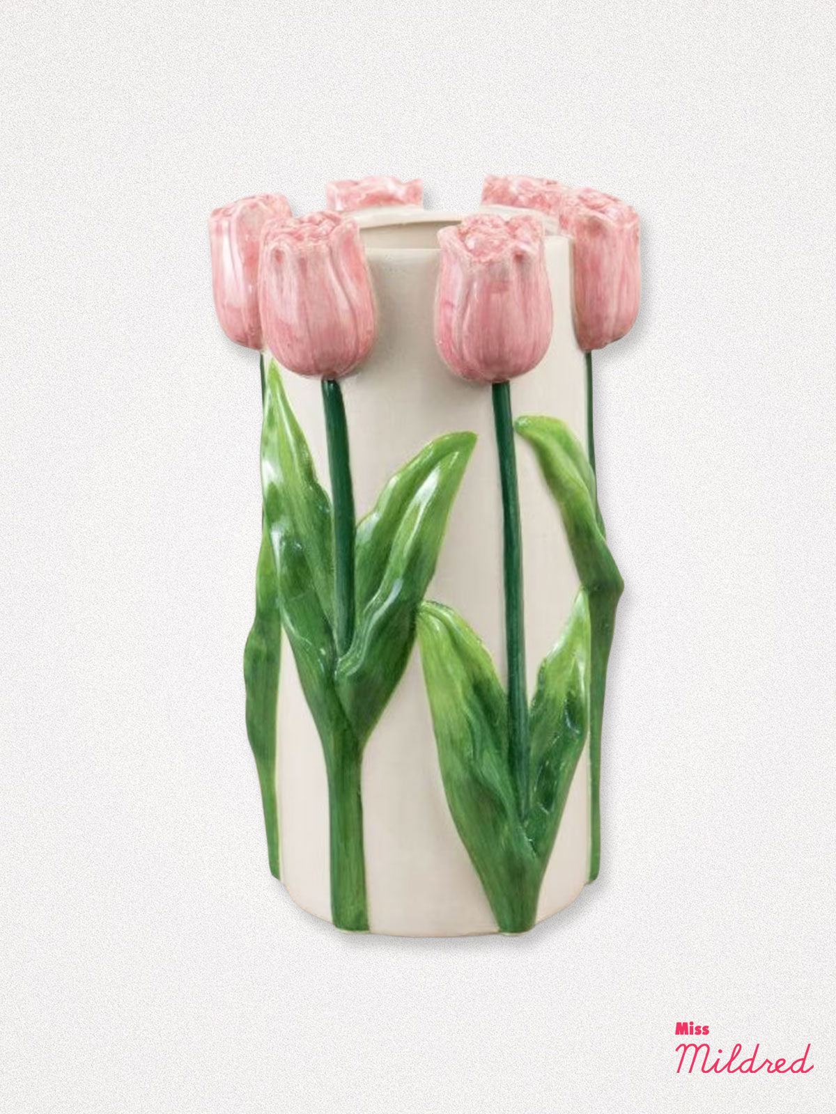 Ceramic 3D Pink Tulip Shaped Vase - 23.5cm