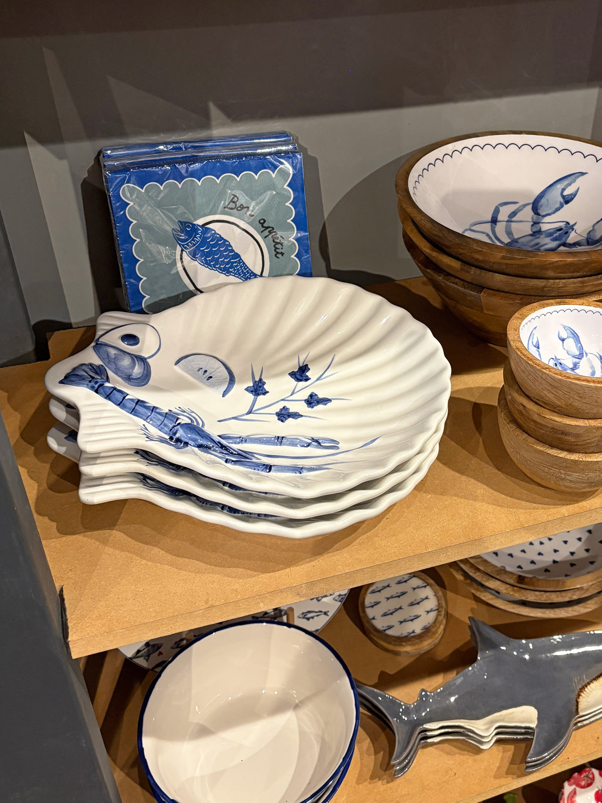 Ceramic Blue Lobster Shell Plate - 29cm