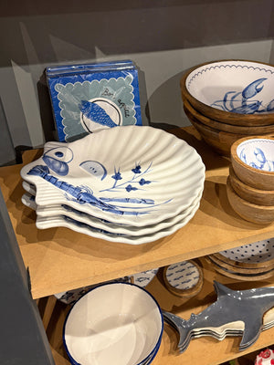 Ceramic Blue Lobster Shell Plate - 29cm
