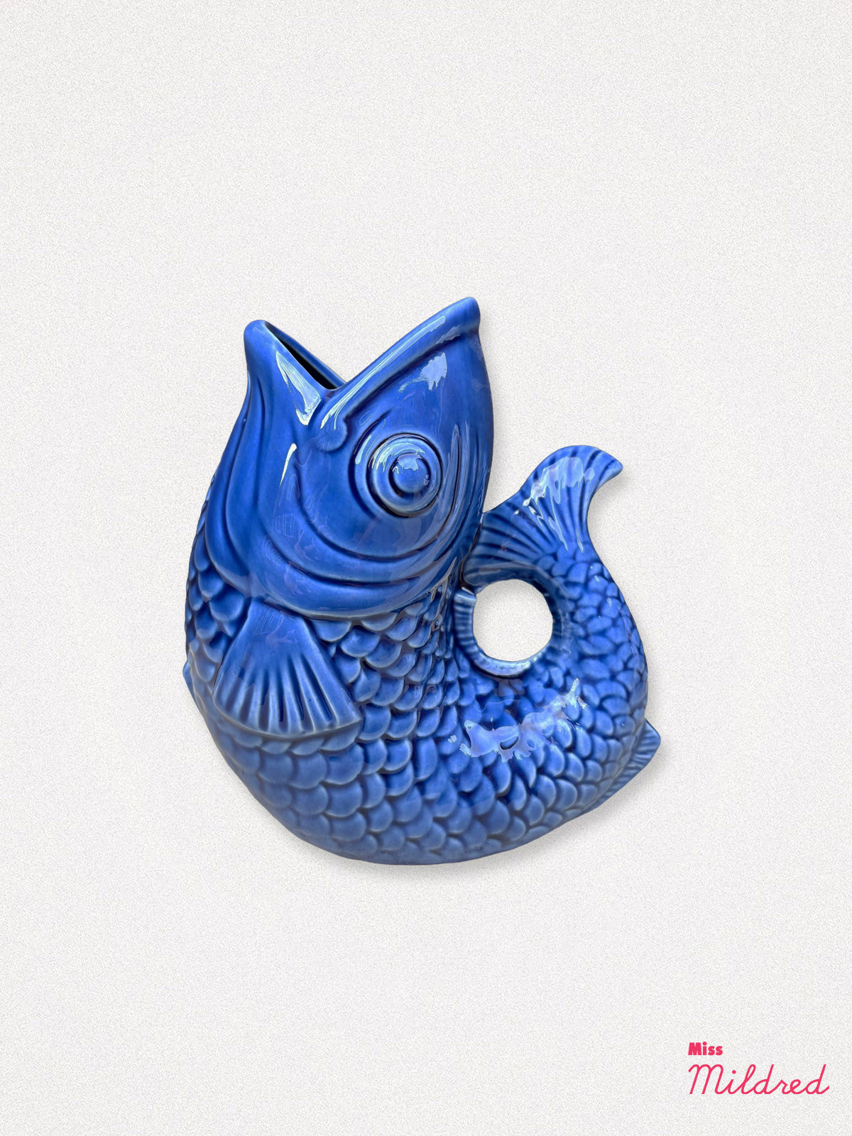 Ceramic Fish Jug Vase - Navy Blue
