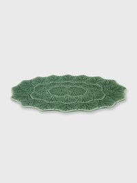 Ceramic Green Flora Oval Serving Plate - 33cm