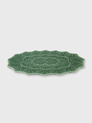 Ceramic Green Flora Oval Serving Plate - 33cm